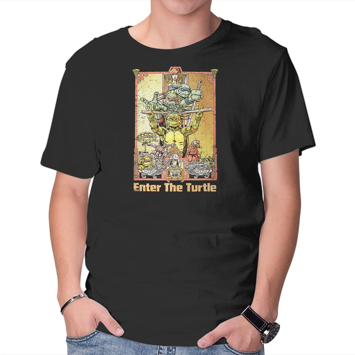 Unisex Crew Neck T-Shirt Enter the Turtle Graphic Short Sleeve Casual Tee XXL