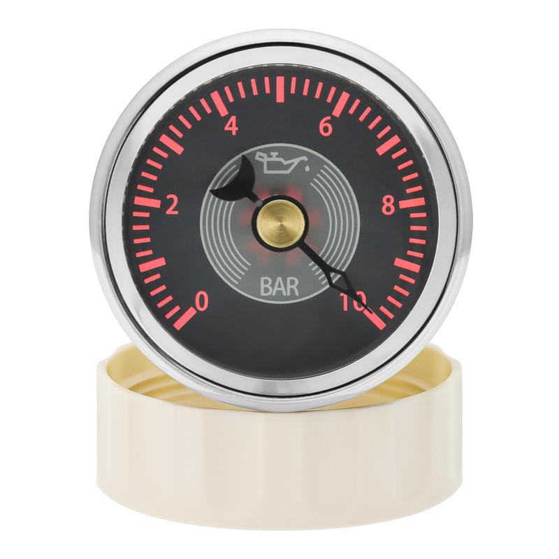 ZMFJH Yellow/Red LED 2"52mm Oil Pressure Gauge with Sensor Retro Vintage 0-10Bar Oil Press Meter Indicator for Car Boat Yacht