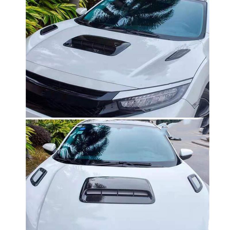 3PCS Universal Car Air Flow Intake Hood Scoop Vent Bonnet Decorative Cover Center Side Air Outlet Hood Auto Exterior Accessories