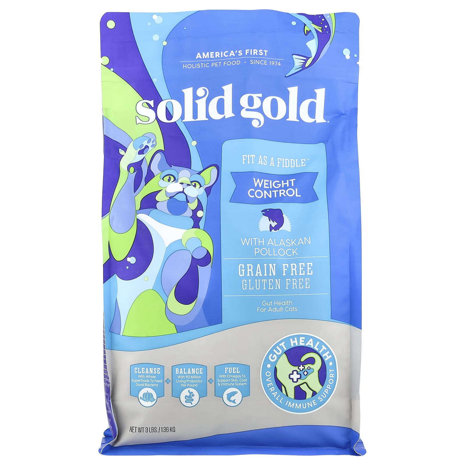 

Fit As A Ficle™, Кошки, Взрослые, С минтаем, 1,36 кг (3 фунта)