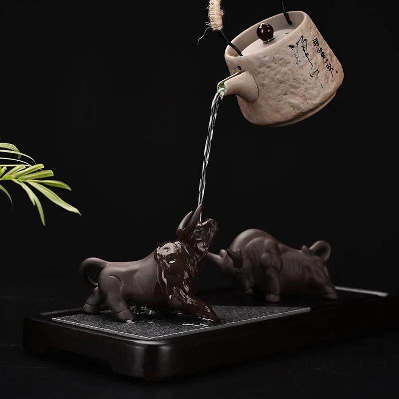 Yixing Purple Clay Tea Pet Bull Spirit Sky Zodiac Crafts Decoration Bullfighting Blessing Decoration Sculpture Tea Ceremony