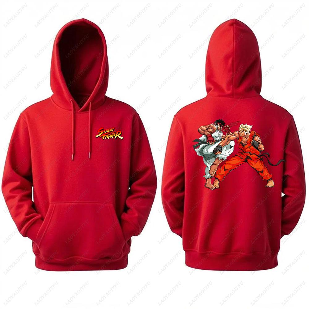 Street Fighter Men's Hoodie Anime Game Print Casual Long-sleeved Sweatshirt Double-sided Streetwear for Autumn ropa de hombre
