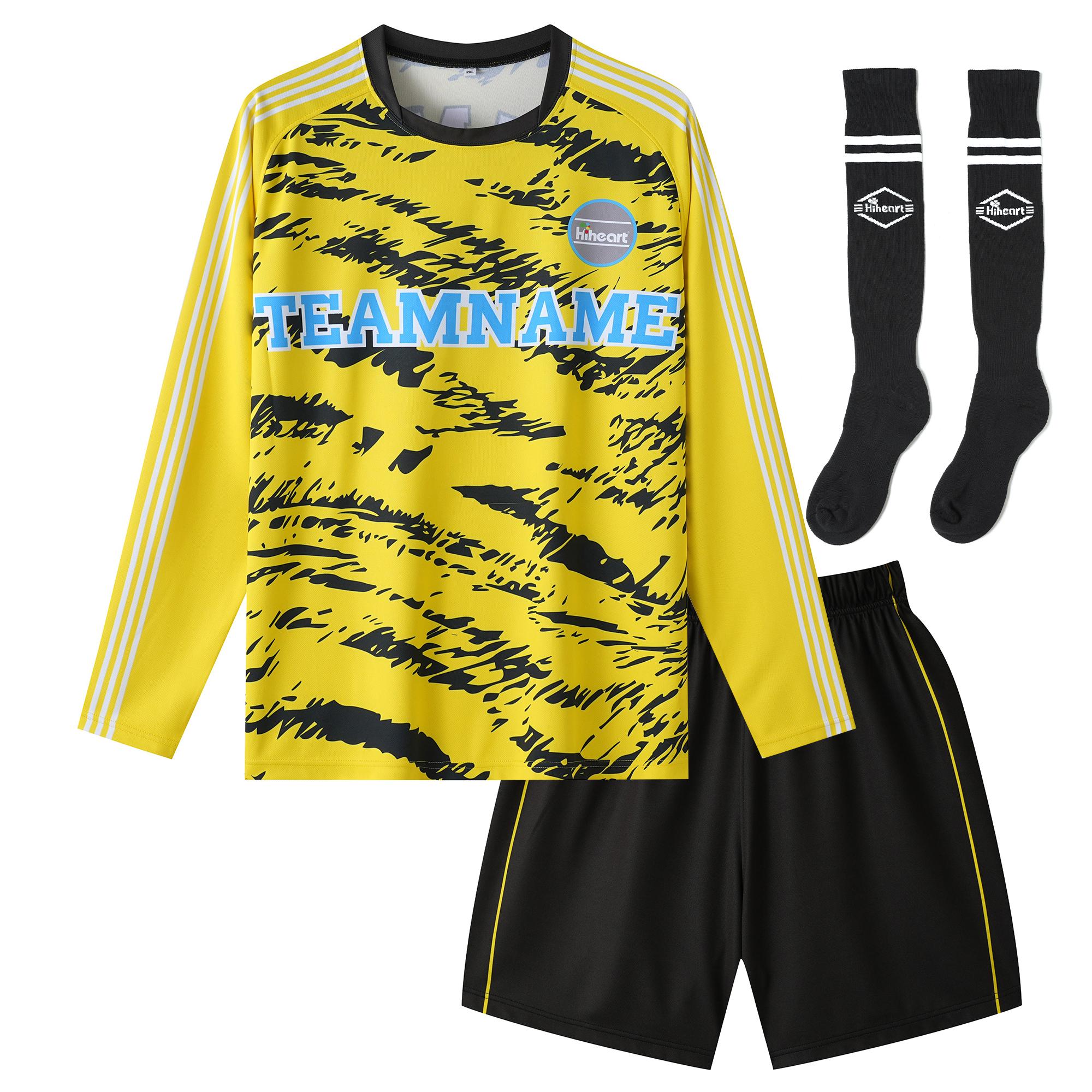 Custom Football Jerseys Team Football Uniforms Men s Long Sleeve Shirt and Short Sets Soccer Jersey S жёлтый