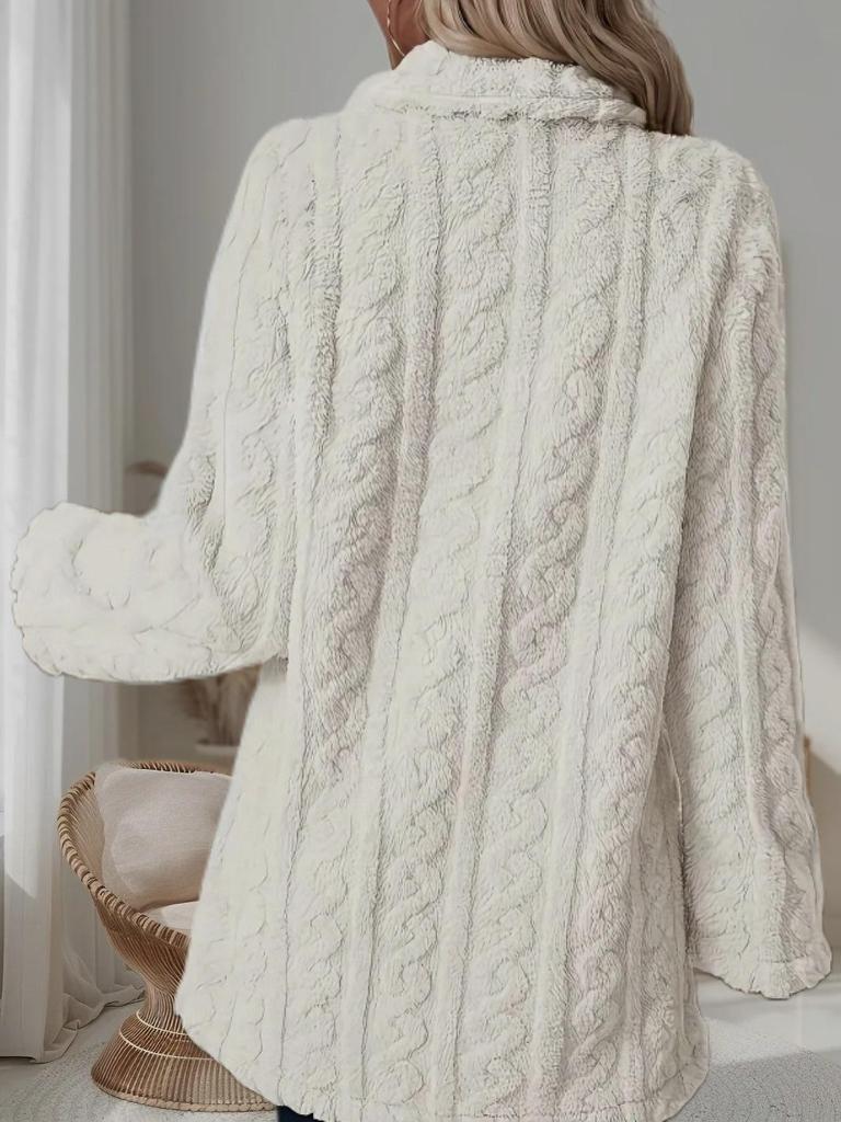 Women's Plush Double-Breasted Mid-Length Coat - Comfortable, Casual, Warm Suit Collar.