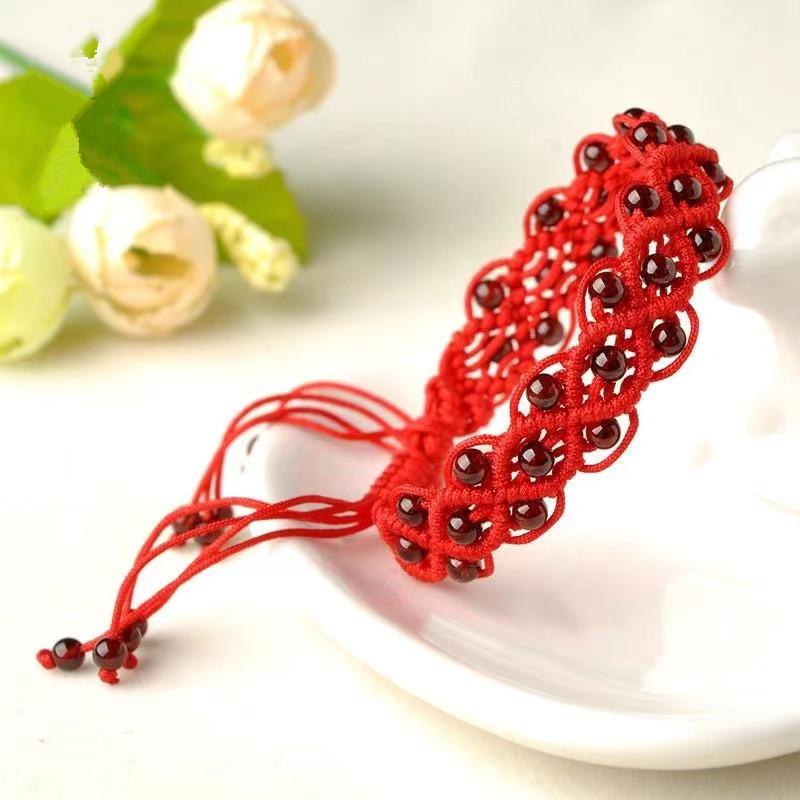 Agate Red Rope Hand-Woven Flower Blooming Rich Bracelet Ethnic Style Exquisite Couple Girlfriend Fashion Jewelry Handmade Auspicious Clouds