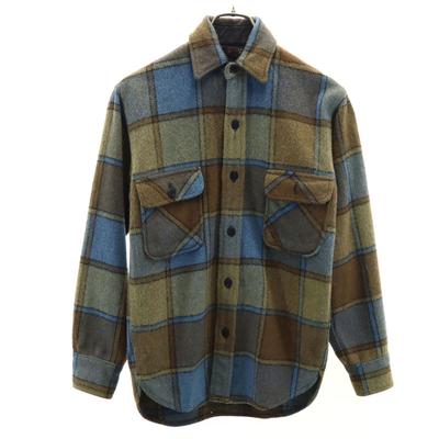 TOWNCRAFT 60s Vintage Triangle Tag Check Pattern Long Sleeve Wool Shirt S Men's Used