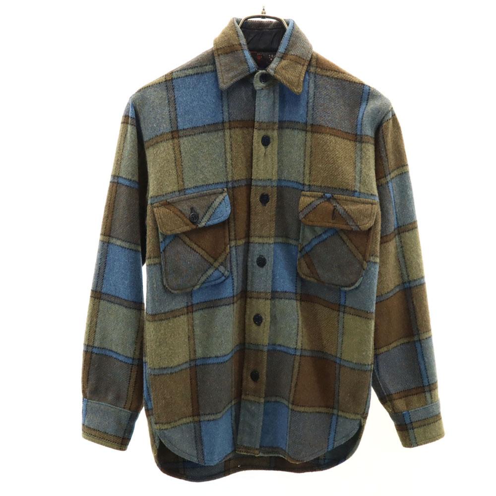 

TOWNCRAFT 60-е годы Винтажная треугольная бирка Клетчатая фланелевая рубашка с длинным рукавом S Мужская Б/У