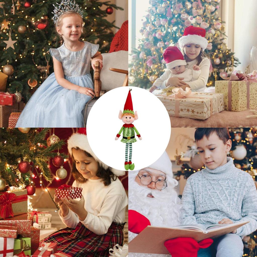 65cm Christmas Elves Doll Plush Figure with Long Legs Holiday Decoration for Home Living Room Fireplace Table Decor Xmas Gifts