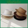Retro Flat Top Straw Hat For Women With Wide Brim And Sun Protection For Vacation