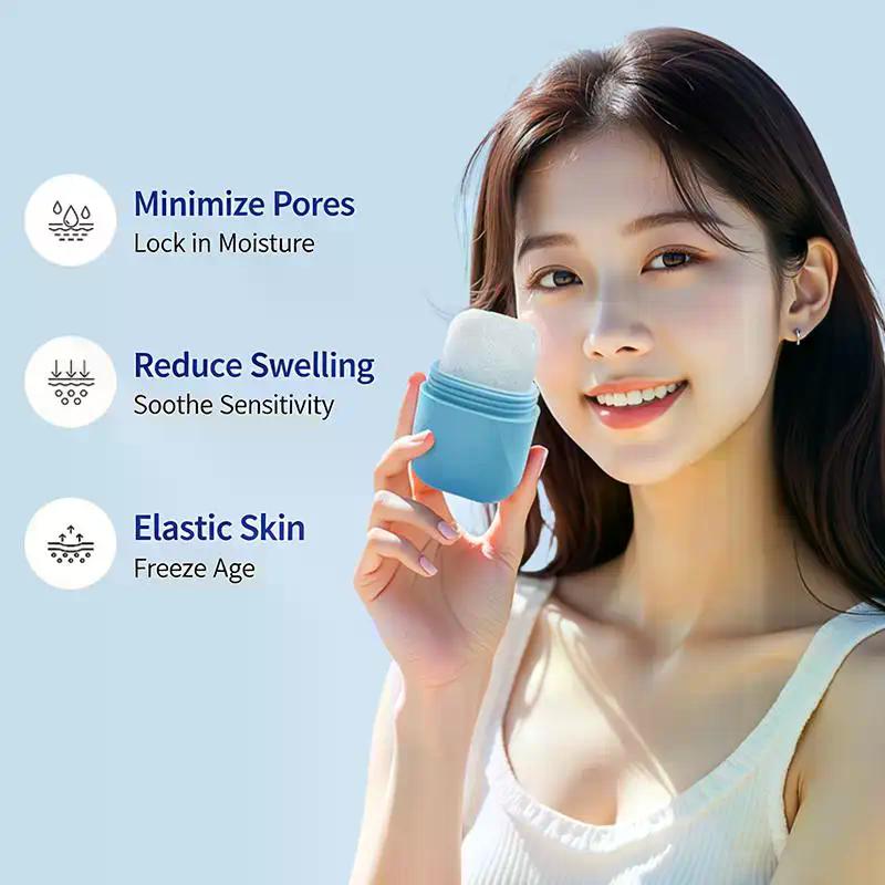 Silicone Cube Tray Shape Face Facial Ice Roller Face Massage Roller Freezing Facial Reusable Ice Face Roller Skincare Tool
