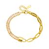 18K Gold Plated Padlock Baguette CZ Link Bracelet, Dainty Paperclip Chain Charm Bracelet for Women, Trendy Jewelry
