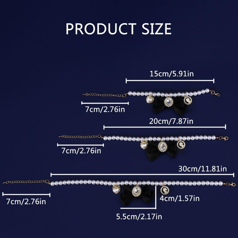 Pet Wedding Pearls Collar Jeweled Necklace Studded Glinting Rhinestones Heart Wedding Costume