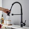 MDNG Matte Black Kitchen Pull-Out Spring Faucet