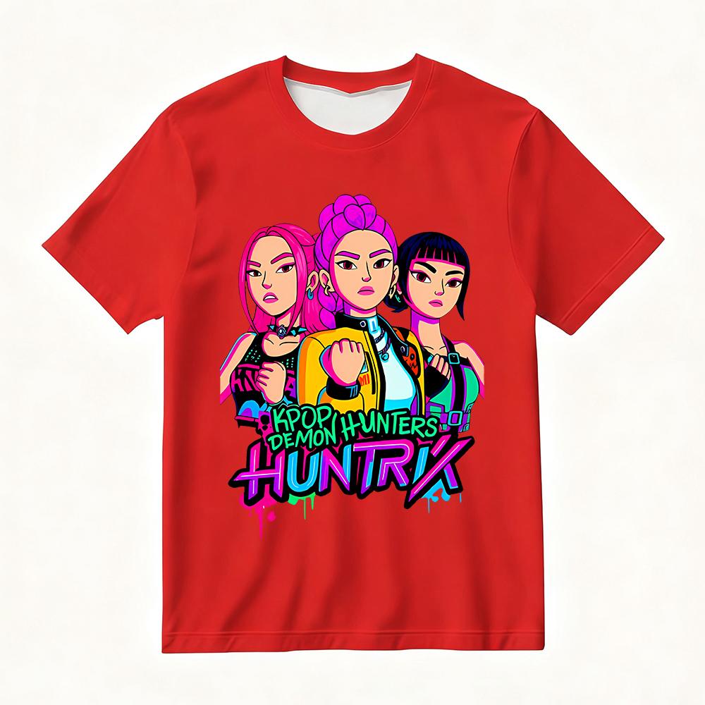 Women's Summer KPop Demon Hunters Graphic T-Shirt Vibrant Cartoon Character Print Tee Fashion Streetwear & Casual Daily Outfits