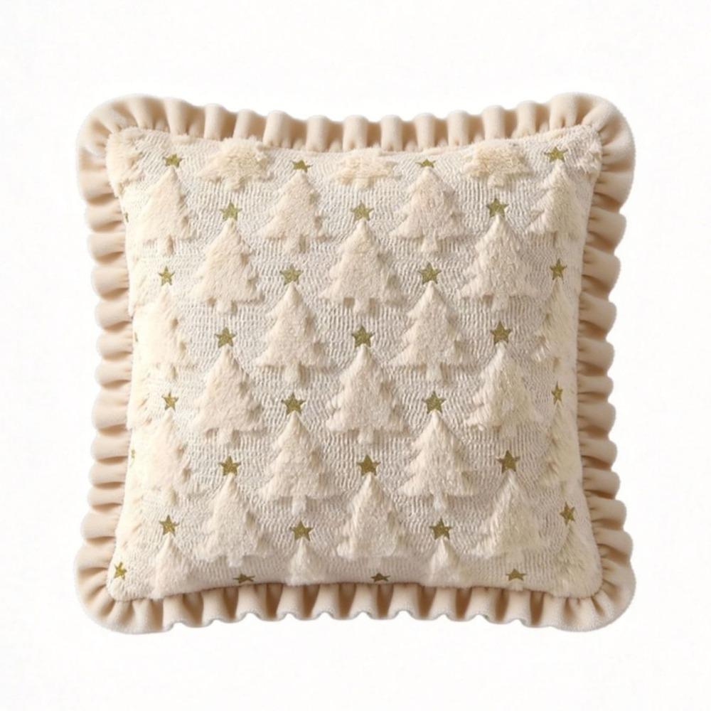 3D Plush Christmas Pillow Cover Embroidered Christmas Tree Pillow Cover Sofa Cushion Cover Home