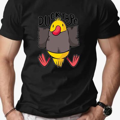 Men's Short Sleeve Cotton Waterproof Tape Yellow Bird Print Alcohol Lover Comfortable Breathable Street Hip Hop Daily Exercise