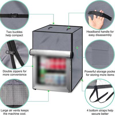 Upright Refrigerator Cover 210D Oxford Cloth Waterproof Outdoor Dust Sunshade Protector Cover for Upright Freezers Refrigerators