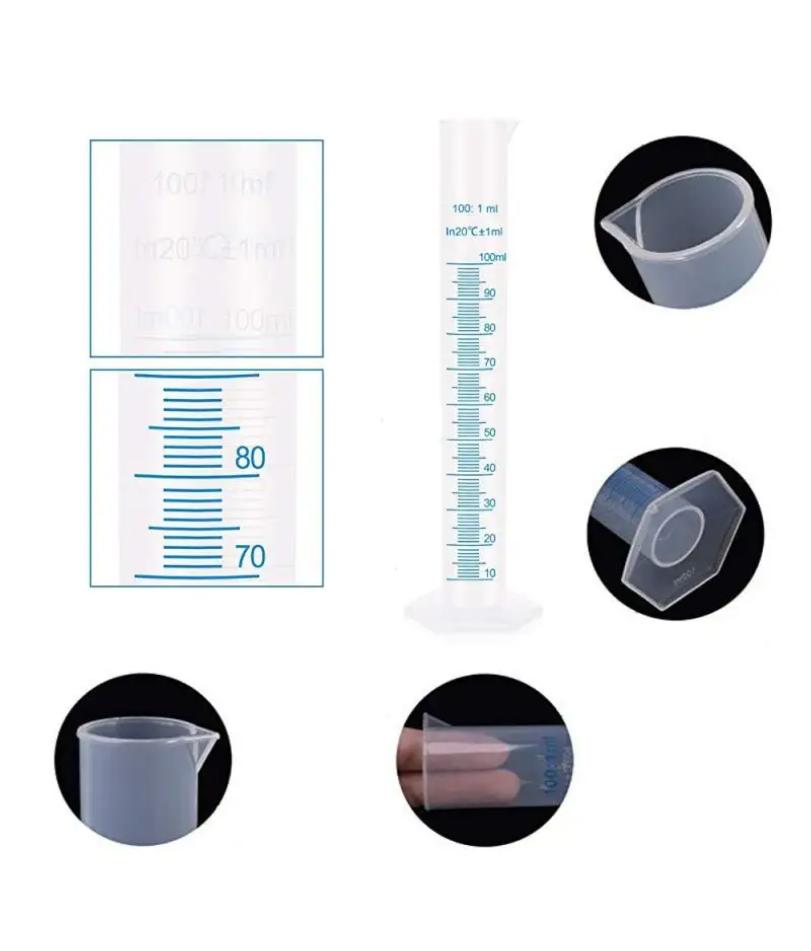 1ks 10/25/50/100/250/500 ml Plastový odměrný válec Laboratoř chemické laboratoře s odměrnými válci Standardní odměrka