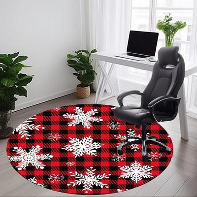 1pc Plaid Snowflakes Chair Carpet for Office Non-Slip, Rug for Office, Room, Good Gift for Family or Friends,  Yy251226180