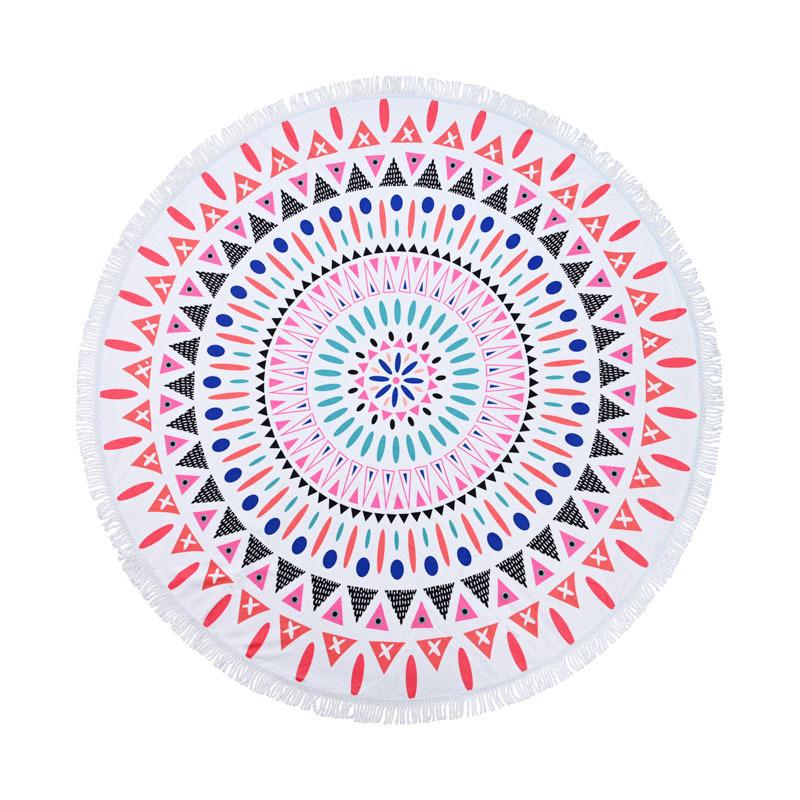 Round Printed Microfiber Beach Towel With Tassels Super Soft Quick Dry Water Absorbent Round Beach Swimming Bath Towel