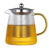High-Temperature Resistant Glass Teapot with Vertical Pattern and Stainless Steel Filter for Brewing Scented Tea