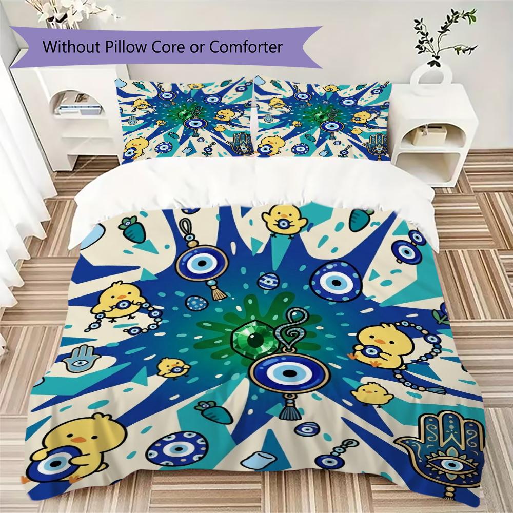 Evil Eye Pattern Bedding uilt Set uilt Cover Pillowcase Home Decoration Birthday Gift (1 * duvet cover + 2 * pillowcase  without core)60