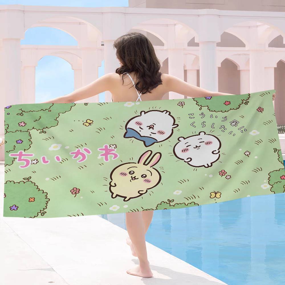 Cartoon C-Chiikawas Beach Towel Colorful Bath Towels for Girl Microfiber Quick Dry Custom Sand Free Beach Yoga Spa Gym Pool