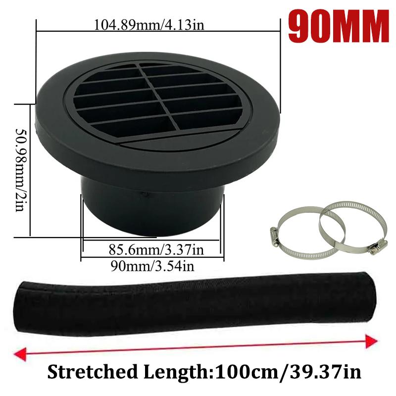 42mm 60mm 75mm 90mm Car Air Diesel Parking Heater 1x Air Outlet Vent + 1x Warm Duct Pipe + 2x Clamps For Webasto Eberspacher