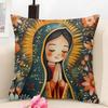 Our Lady of Guadalupe Cushion Cover Natural Linen Organic Fabric DoubleSided Printing Couch Pillow Covers Home Decor