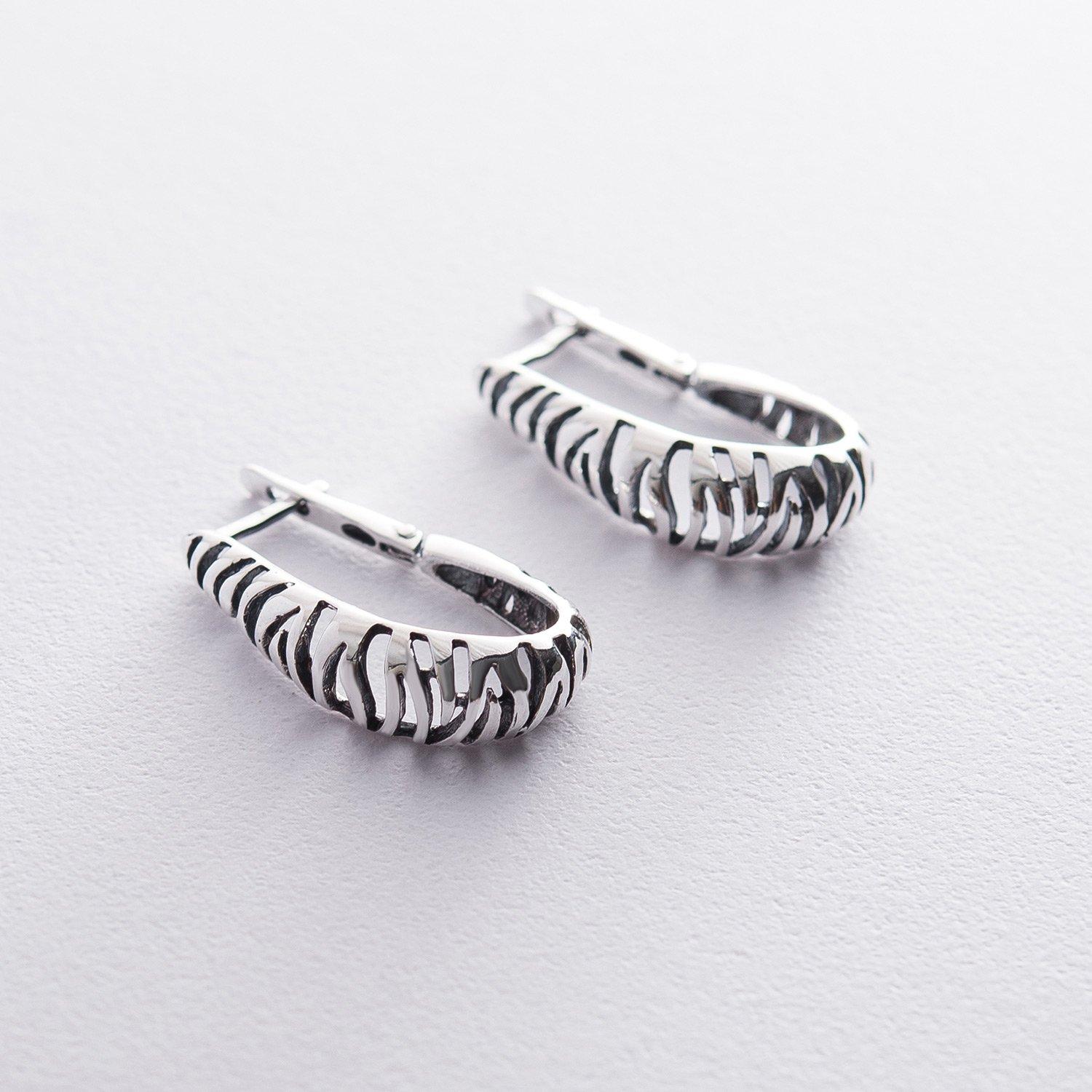 

Срібні сережки Зебра Oniks срібний