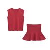 Winter 2024 Women's European-American Style Fashion Slit Top & Wide Hem Short Skirt