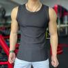 Men Vest Crew Collar Sleeveless Summer Tops Pure Color Ribbed Sport Camisole Lightweight Breathable Quick-Drying Tank Tops