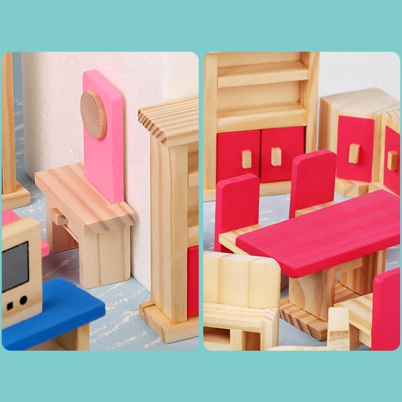 1:12 Model Bedroom Living Room Furniture Wooden Closet Bed Table Micro Landscape Dollhouse Decor Ball Joint Dolls Accs