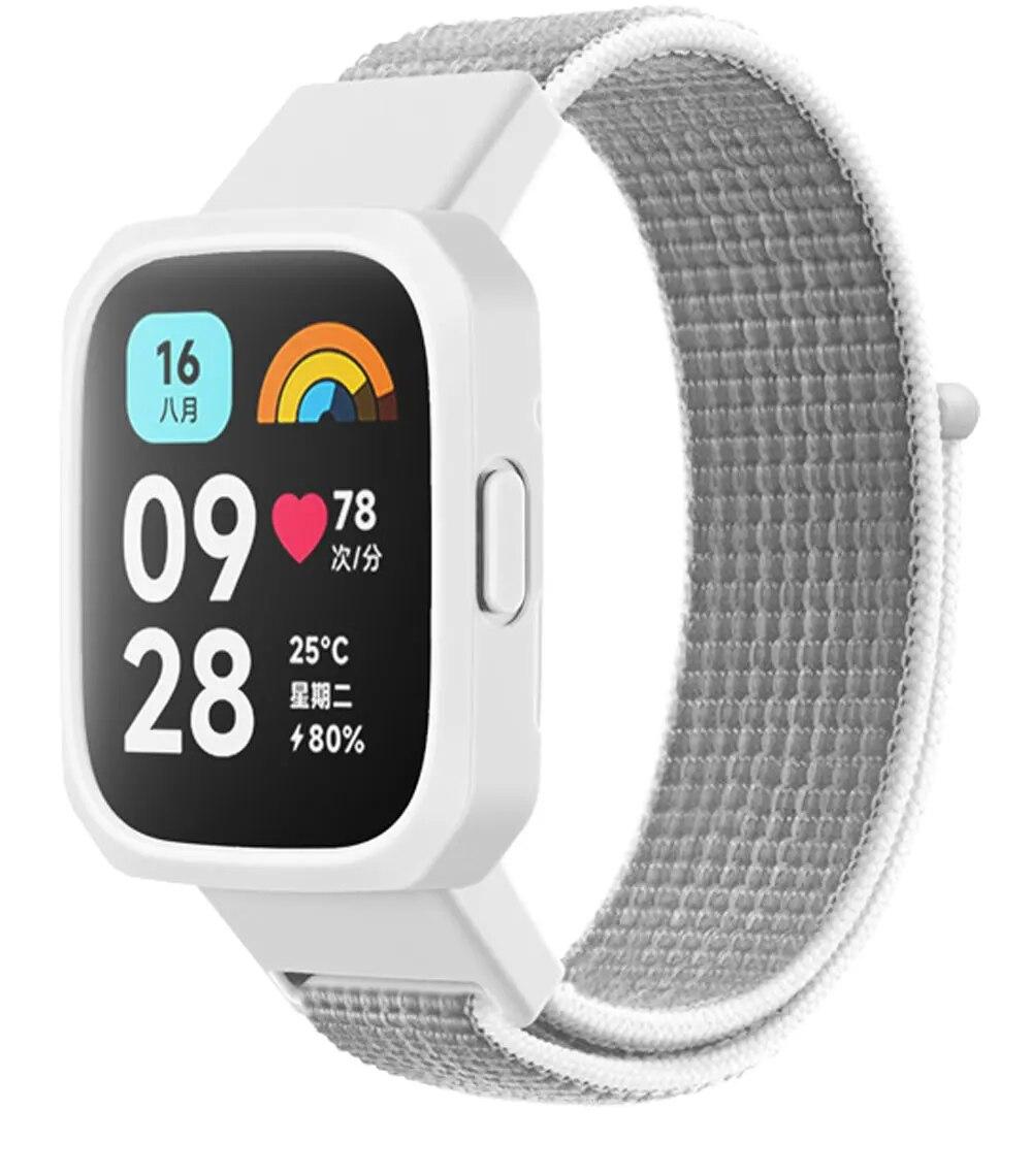 

Нейлоновый браслет-петля + чехол для Redmi Watch 3/2/1 Lite, сменный ремешок для смарт-часов Redmi Watch 1/2/Mi Watch Lite, чехол для браслета Redmi watch 1 2 слоновая кость