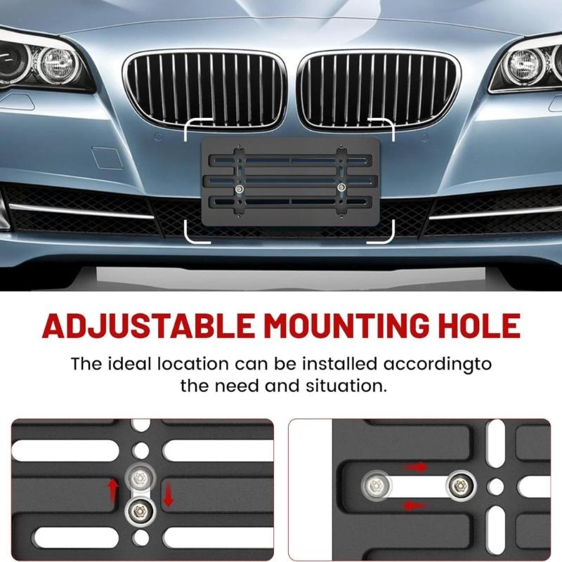 Universal Car Front Bumper License Plate Bracket for SUV Truck Mounting Kit with Screws & Screwdriver Easy Installation