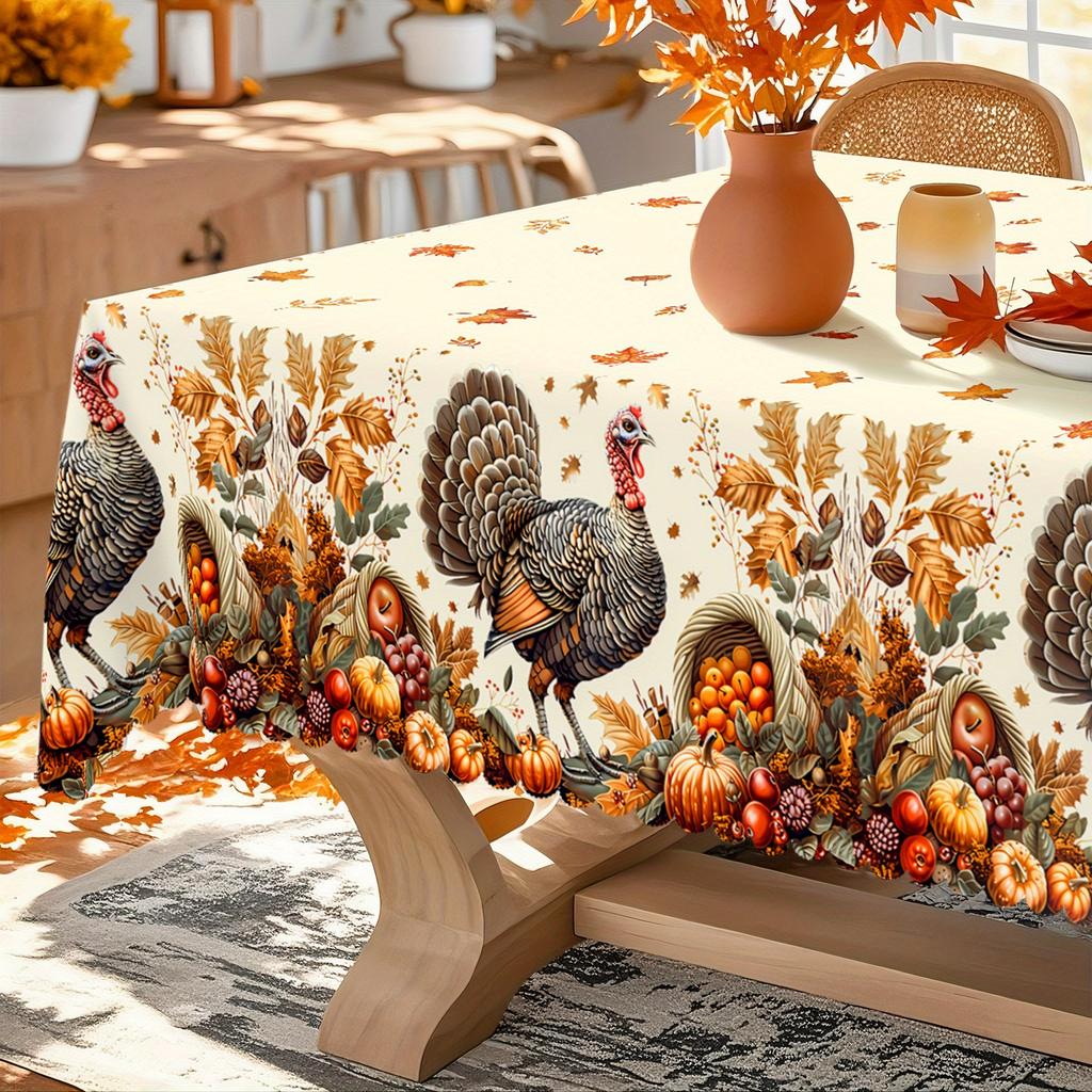 Happy Thanksgiving Rectangle Table Cloth for Table Decor Kitchen Dining Waterproof Reusable Tablecloth for Tables Wedding Party