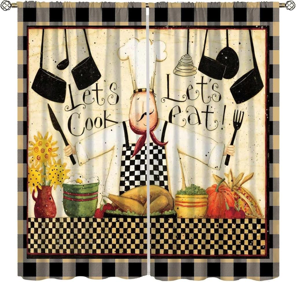 Fruit Grape Curtains, Retro Country Style Rattan Fruit Pattern Window Decoration, Suitable for Living Room, Bedroom and Kitchen