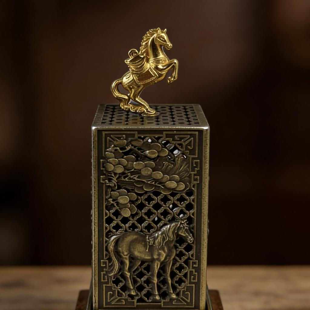Immediate Wealth Creative Alloy Small Incense Burner: Standing Heart-Blessings Incense Aroma Ornament