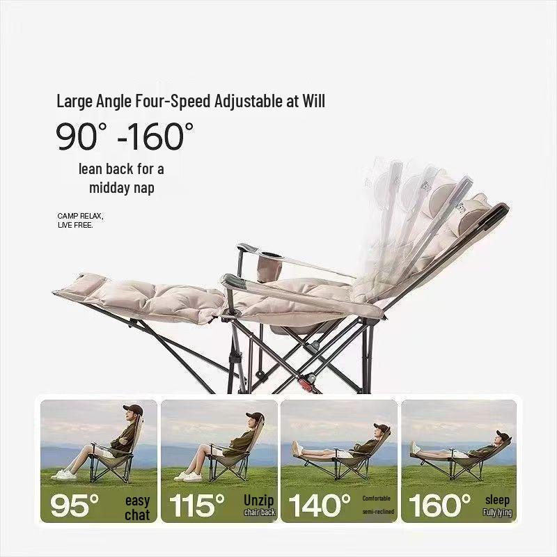 Adjustable Cotton-Padded Folding Recliner Chair with Leg Rest