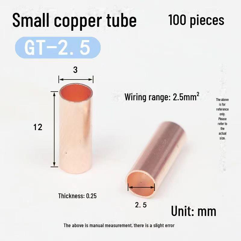 GT Thin-Walled Copper Tube Wire Connector for Crimping and Cold-Pressed Terminals