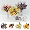 Multicolor Simulation Rose Flower Silk Petals Faux Floral Bouquet Fake Flower  Bride Bouquet