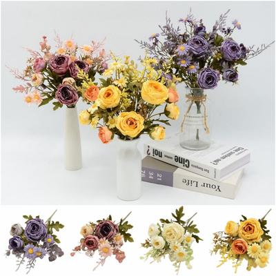 Silk Petals Rose Artificial Flower Multicolor Faux Floral Bouquet Simulation Rose Flower  Gift
