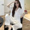 Ice Silk Pajamas for Women Summer 1011 New Short-Sleeve Three-Piece Pajama Silk Women's Loungewear Set