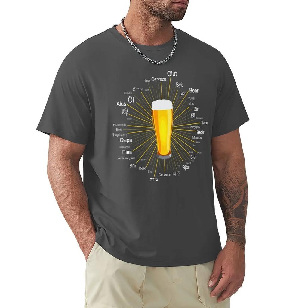 Wort Bier In 45 Verschiedenen Sprachen Unterschiedlicher Stil T-Shirt Harajuku Kurzarm T-Shirt 100% Baumwolle Grafik T-Shirt Oberteile