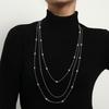 Long Autumn and Winter Elegant Imitation Pearl Level Necklace Women's Geometric Trend Sweater Chain