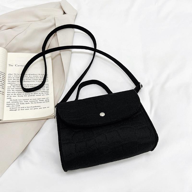 Elegant Casual Commuter Felt Handbag Women s Shoulder Crossbody Bag Magnetic Closure чёрный