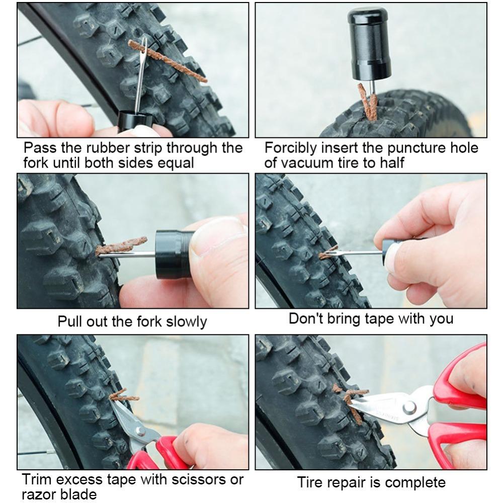 2 Set with 20 Rubber Strips Tubeless Tire Repair Kit Bike Tire Repair Tool  Emergency Repair