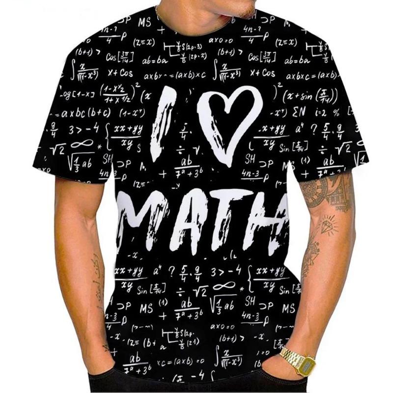 Summer Men Fashion New Mathematical Formula 3D PrintT-Shirt Number Funny Short Sleeve Equation Unisex Kids Hot Sale Casual Top