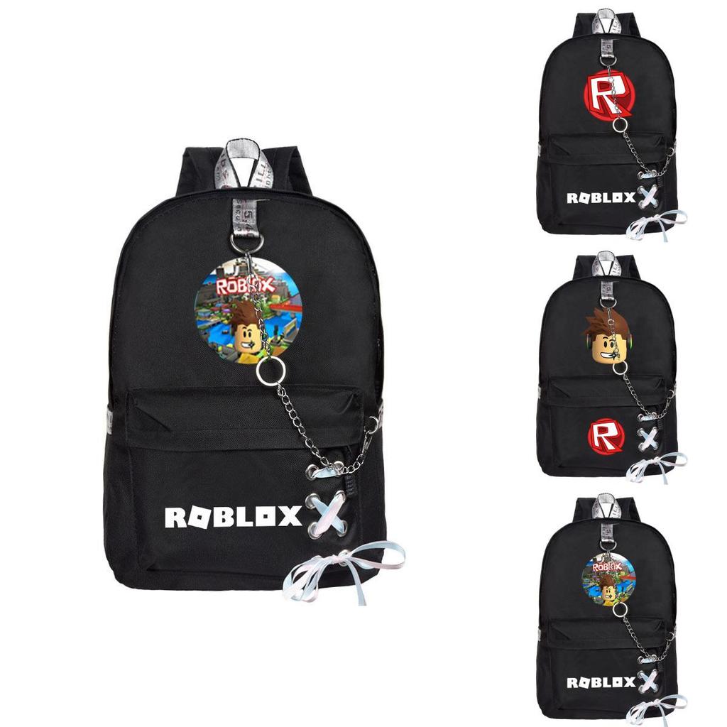 Mochila Roblox em Tecido Oxford Estampado Com Design Único de Corrente Para Estudantes