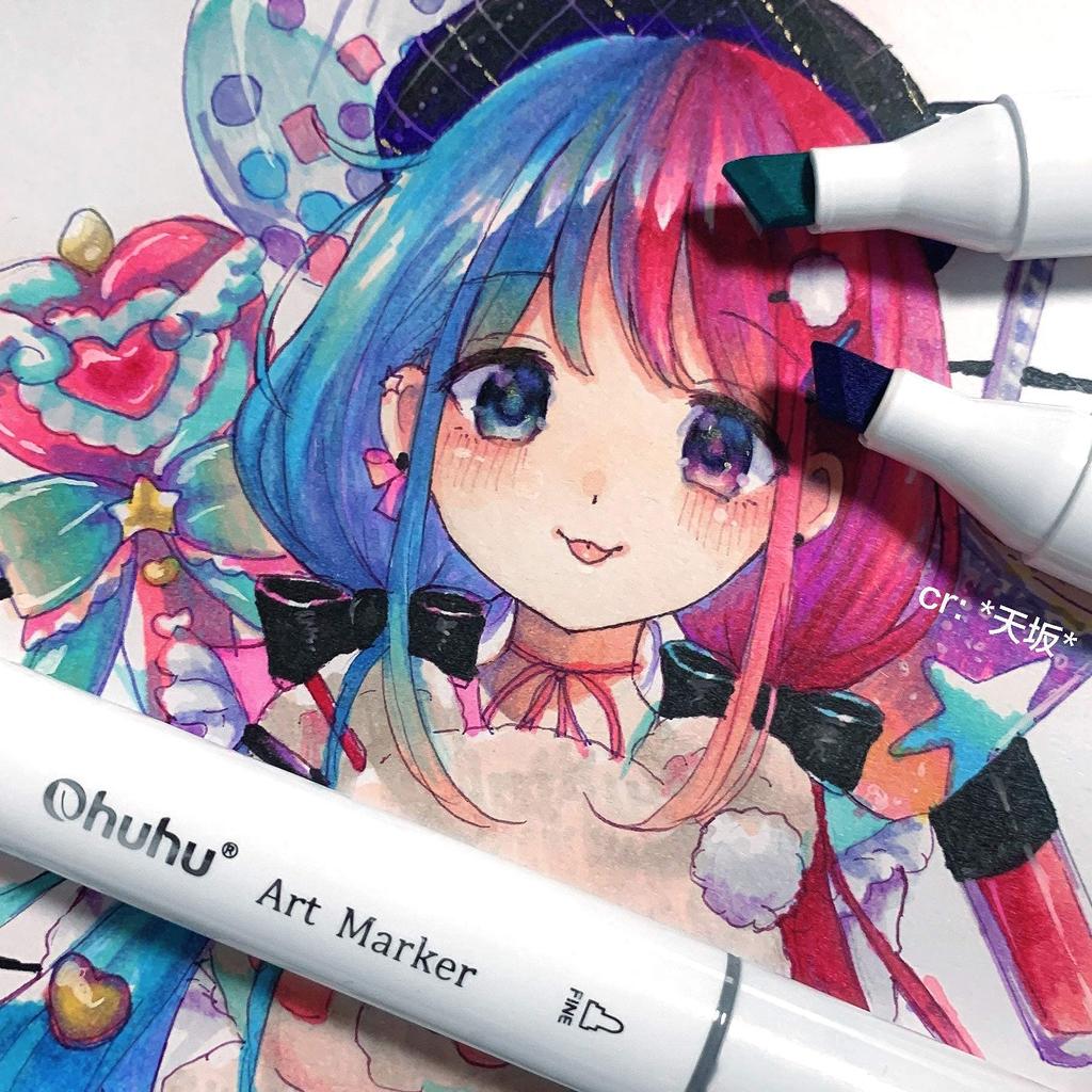 Ohuhu Illustration 160 161 Dicke und feine professionelle Markerstifte zum Verblenden Künstlerbedarf Oahu Series Marker, Farben, Stifte, Spitzen, Illustration,